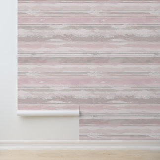 Horizontal sketched artistic lines pink colour ink wallpaper