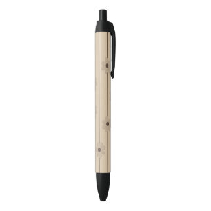 Horizontal Stripe Brown Khaki Flower Y2K Pattern Black Ink Pen