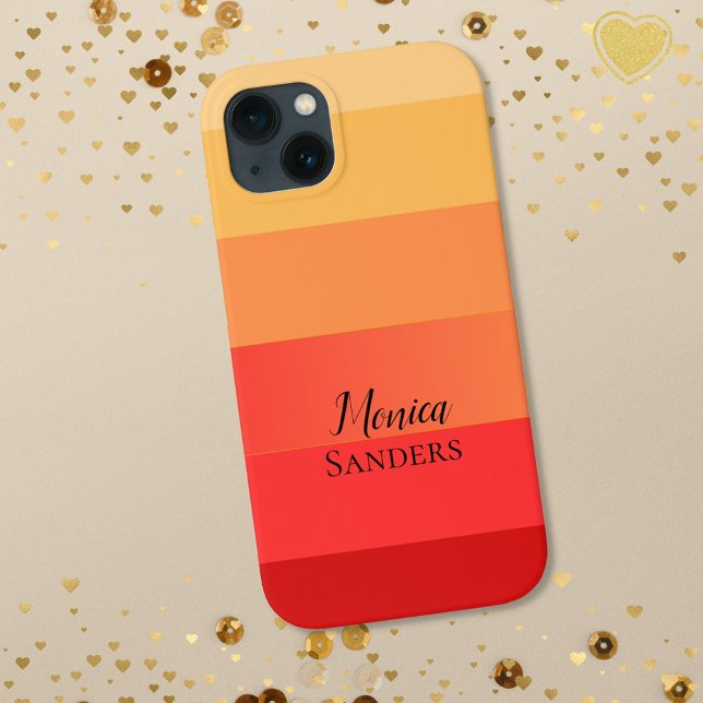 Horizontal Stripe orange Monogram  Case-Mate iPhone Case (Creator Uploaded)