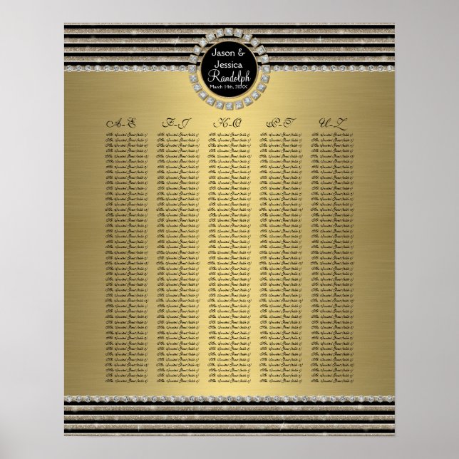 Horizontal Stripe - Reception Table Seating Chart (Front)