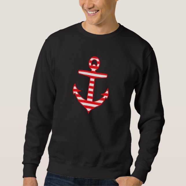Horizontal Striped Anchor    Nautical Sweatshirt (Front)