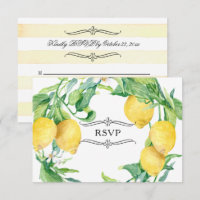 Horizontal Striped Lemon Floral Citrus Leaf RSVP
