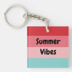 Horizontal Striped Summer Vibes Key Ring