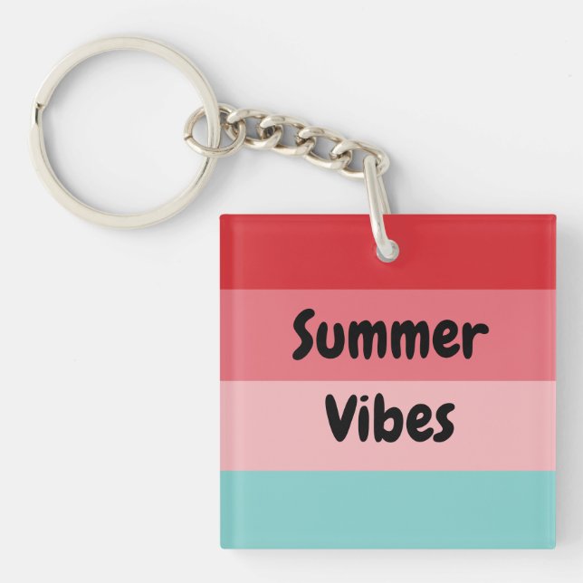Horizontal Striped Summer Vibes Key Ring (Front)