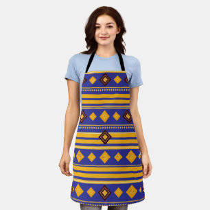 Horizontal Stripes and Diamond Shapes Pattern Apron