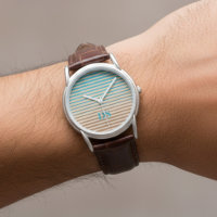 Horizontal Stripes Brown & Blue Monogram