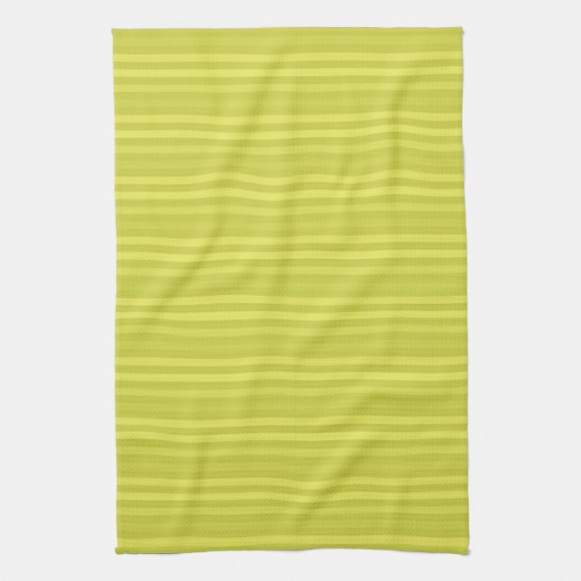 Horizontal Stripes Chartreuse Yellow Pattern Tea Towel (Vertical)