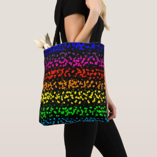 Horizontal stripes with dots in rainbow colors tote bag