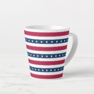 Horizontal Stripes with Stars Patriotic Latte Mug