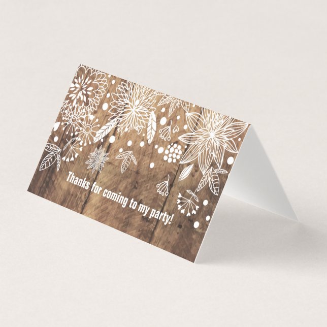 Horizontal Tent Fold Folded Card rustic floral (Front)