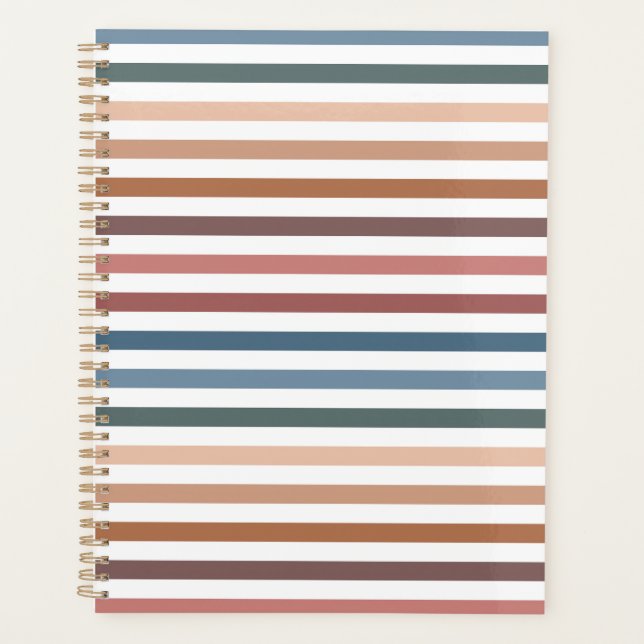 Horizontal Terracotta and Teal Stripes Planner (Front)