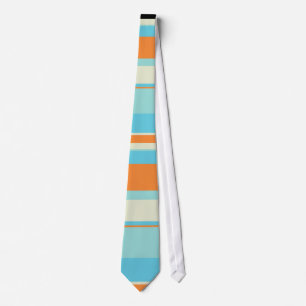 Horizontal Tonal Stripes in Soft Blue and Orange Tie