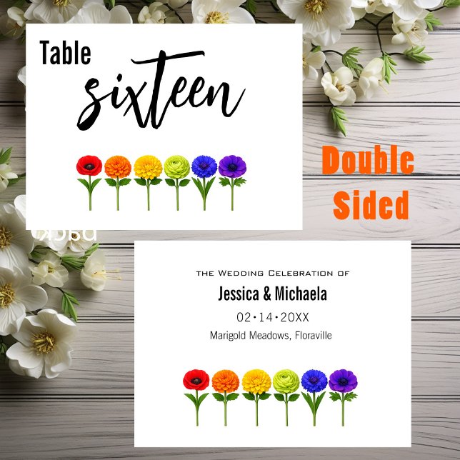 Horizontal wedding 🌈 Flourish Together  Table Number (2 sided, Horizontal wedding 🌈 Flourish Together Table Number)