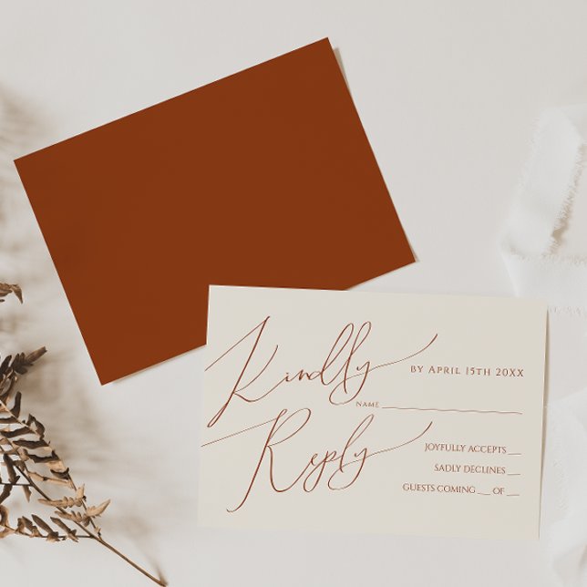 Horizontal Whimsical Desert | Terracotta RSVP Card (Creator Uploaded)