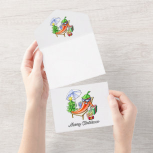 Horizontal White Merry Christmas Chilli All In One Invitation