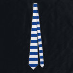 Horizontal Wide Blue Stripes on Custom Colour Tie<br><div class="desc">Horizontal blue stripes against white. White lines can be recolored - feel free to play with the background colour to create new effects! These ties comes in several colours and two versions per colour - with wide stripes or small stripes.</div>
