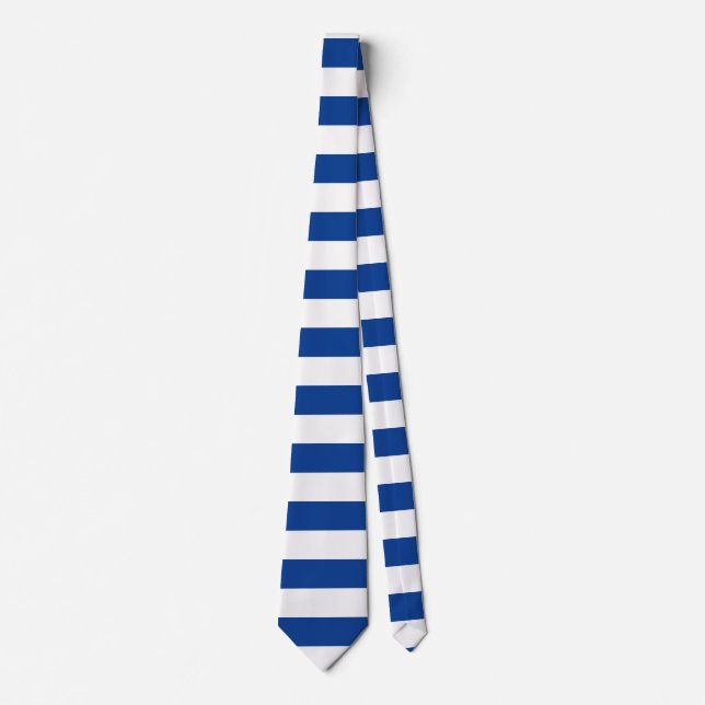 Horizontal Wide Blue Stripes on Custom Colour Tie (Front)