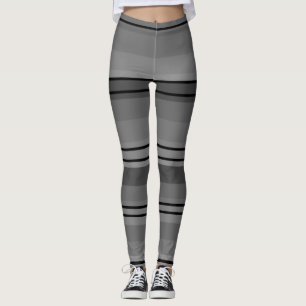 Horizontale black and grey geometric pattern leggings