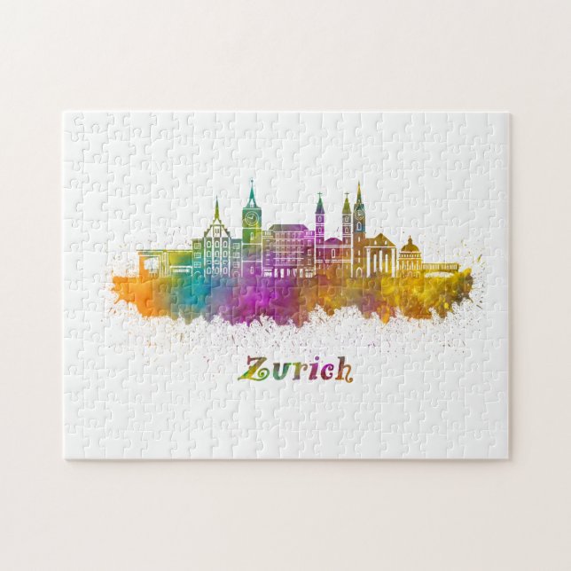horizonte de zurich acuarela jigsaw puzzle (Horizontal)