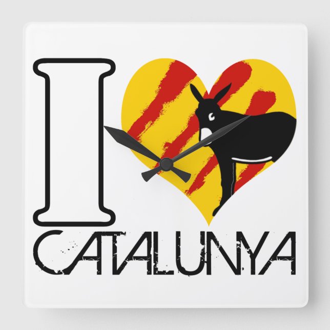 horloge cuisine carré I LOVE CATALUNYA Square Wall Clock (Front)