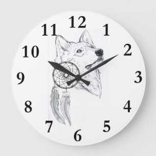 horloge dreamcatcher wolf 1 large clock