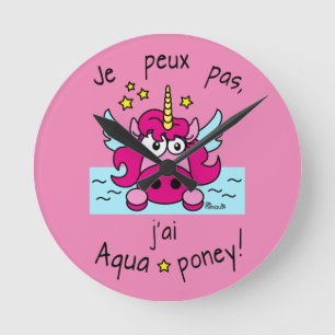 Horloge "Licorne, Aquaponey" Round Clock