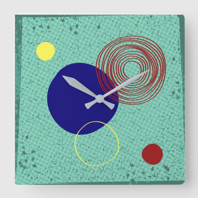 Horloge mural fonds turquoise square wall clock (Front)