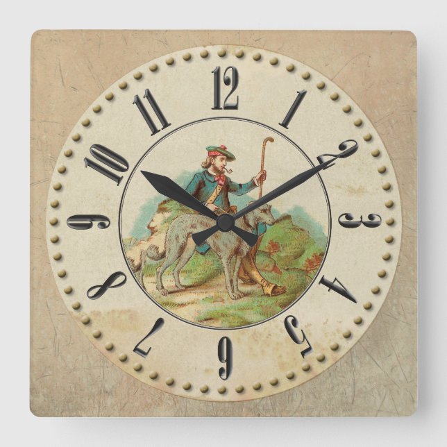 Horloge Scottish deerhoff Square Wall Clock (Front)