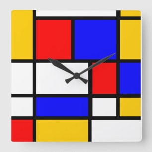 Horloge style Mondrian Square Wall Clock