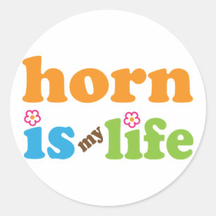Horn is My Life Retro flowers Classic Round Sticker
