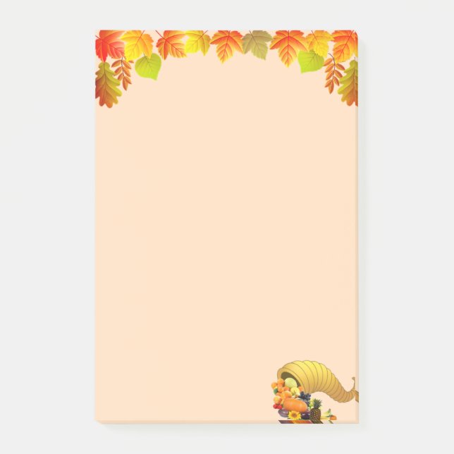 Horn of Plenty, Fall Leaves on Beige Post-it Notes (Front)