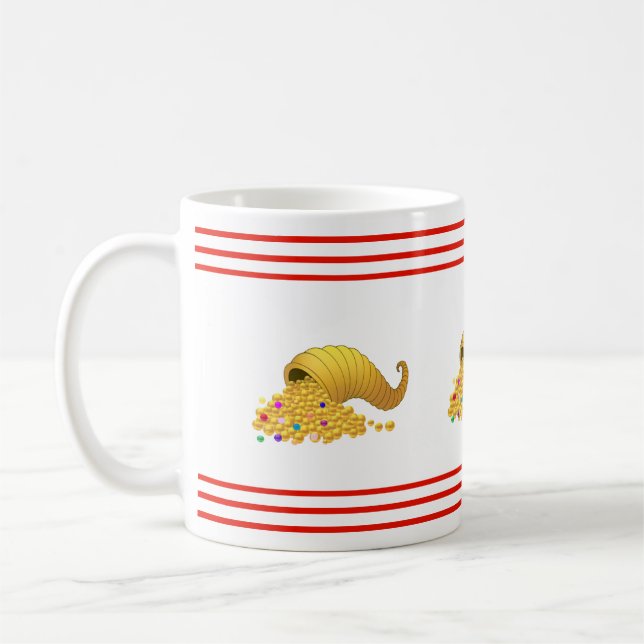 Horn of Plenty & Red Stripes Coffee Mug (Left)