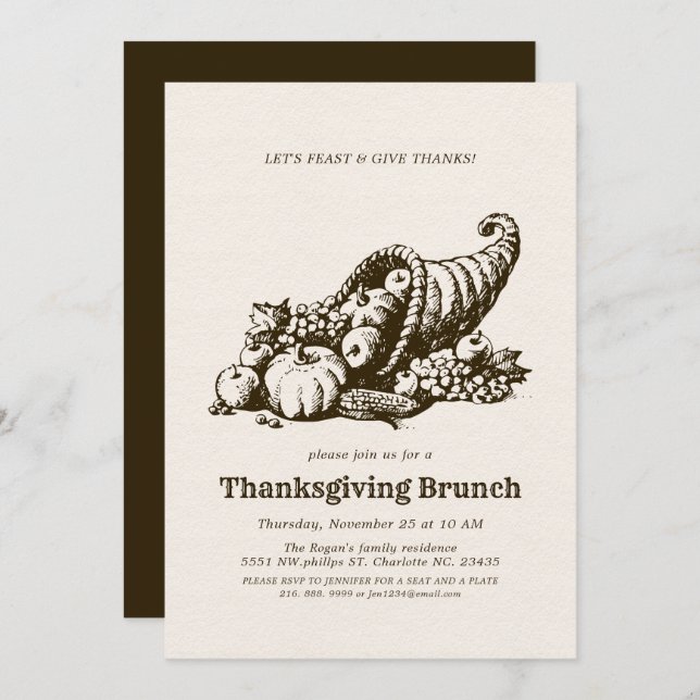 Horn of Plenty | Thanksgiving Brunch Invitation (Front/Back)