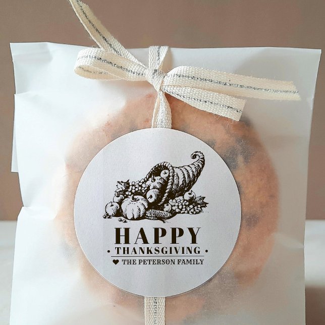 Horn of Plenty | Thanksgiving Classic Round Sticker (Creator Uploaded)