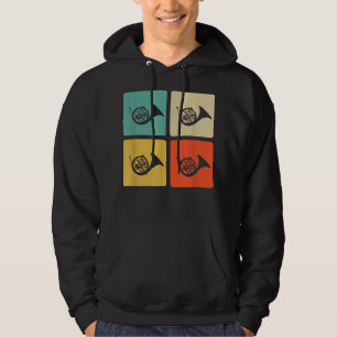 Horn Player Retro Horn Silhouette for French Horn  Hoodie