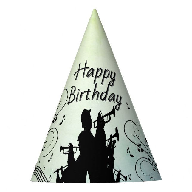 Horn Section Trumpet Jazz Music Birthday Green Party Hat (Front)