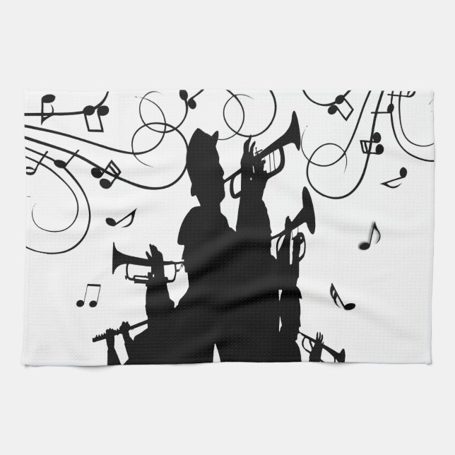Horn Section Trumpet Jazz Music Tea Towel (Horizontal)