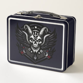 Horned Demon Skull Metal Lunch Box