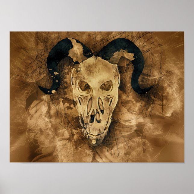 horned demon skull poster (Front)