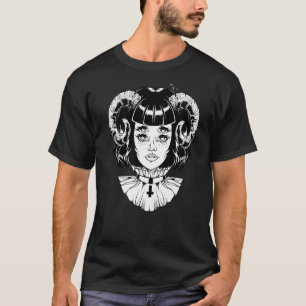 Horned Devil Satanic Halloween Glitch Goth Emo Pun T-Shirt