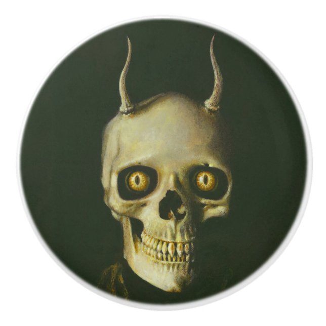 Horned Devil Skull Halloween Knob (Front)
