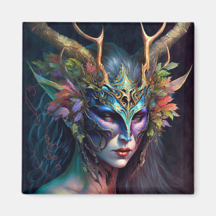 Horned Elf Woman Fantasy Art Magnet