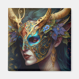 Horned Elf Woman Fantasy Art Magnet