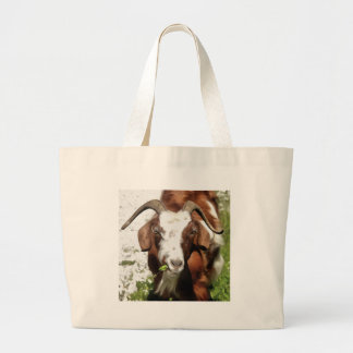 Horned Goat Grazing Large Tote Bag