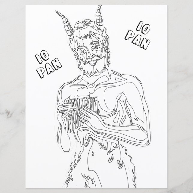 Horned God Pan Wicca Pagan Colouring Page Paper (Front)