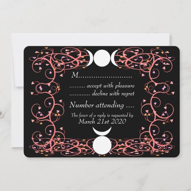 Horned God & Triple Goddess Wiccan Wedding RSVP Invitation (Front)