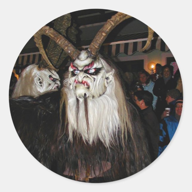 Horned Japanese Devil Mask Classic Round Sticker (Front)