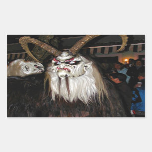Horned Japanese Devil Mask Rectangular Sticker
