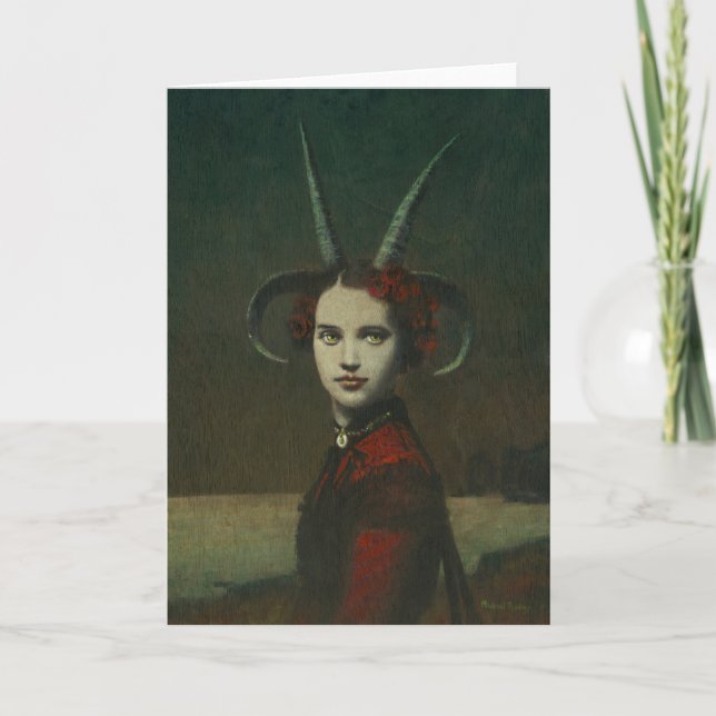 Horned Lady In Red Greeting card (Front)