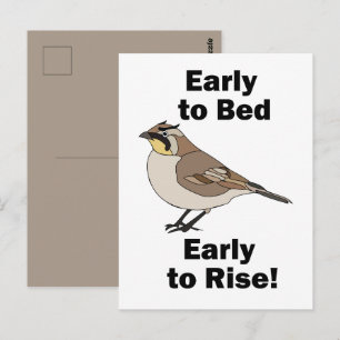Horned Lark Early To Bed Early To Rise Bird Quote Postcard